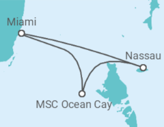 Reiseroute der Kreuzfahrt  Bahamas, USA - MSC Cruises