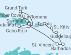 Reiseroute der Kreuzfahrt  St. Kitts Und Nevis, Britische Jungferninseln, Dominikanische Republik, Bahamas, St. Vincent und ... - Costa Cruceros