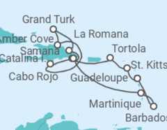 Reiseroute der Kreuzfahrt  St. Kitts Und Nevis, Britische Jungferninseln, Dominikanische Republik, Bahamas, Martinique, Barb... - Costa Cruceros