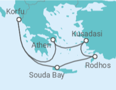 Reiseroute der Kreuzfahrt  Griechenland ab Korfu 1 - AIDA