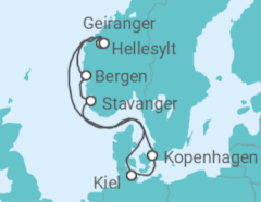 Reiseroute der Kreuzfahrt  Land der Wikinger - Costa Kreuzfahrten