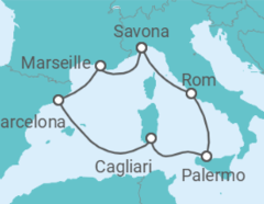 Reiseroute der Kreuzfahrt  Italien, Frankreich, Spanien - Costa Cruceros