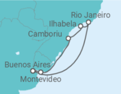 Reiseroute der Kreuzfahrt  Argentinien, Uruguay, Brasilien - Costa Kreuzfahrten