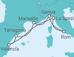 Reiseroute der Kreuzfahrt  Spanien, Italien, Frankreich - MSC Cruises