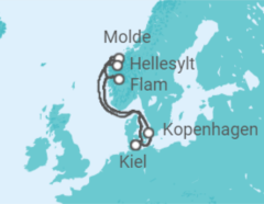 Reiseroute der Kreuzfahrt  Dänemark, Norwegen - MSC Cruises