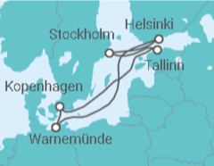Reiseroute der Kreuzfahrt  Deutschland, Finnland, Schweden, Estland - MSC Cruises