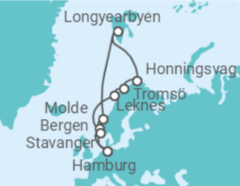 Reiseroute der Kreuzfahrt  Norwegen - MSC Cruises