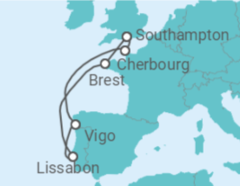 Reiseroute der Kreuzfahrt  Frankreich, Portugal, Spanien - MSC Cruises