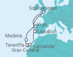 Reiseroute der Kreuzfahrt  Kanaren Alles Inklusive - MSC Cruceros