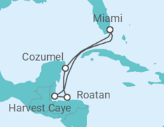 Reiseroute der Kreuzfahrt  Mexiko, Honduras - Oceania Cruises