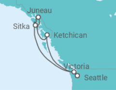 Reiseroute der Kreuzfahrt  Alaska - Oceania Cruises