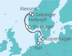Reiseroute der Kreuzfahrt  Dänemark, Norwegen - Costa Kreuzfahrten