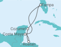Reiseroute der Kreuzfahrt  Honduras, Mexiko - mit flug - Royal Caribbean