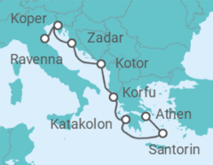 Reiseroute der Kreuzfahrt  Griechenland, Montenegro, Slowenien - NCL Norwegian Cruise Line