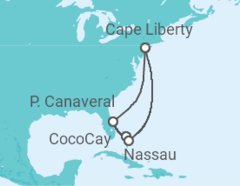 Reiseroute der Kreuzfahrt  USA, Bahamas - mit flug - Royal Caribbean