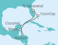 Reiseroute der Kreuzfahrt  Honduras, Mexiko - mit flug - Royal Caribbean