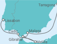 Reiseroute der Kreuzfahrt  Spanien, Gibraltar - Celestyal Cruises