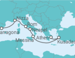 Reiseroute der Kreuzfahrt  Spanien, Frankreich, Italien, Türkei - Celestyal Cruises