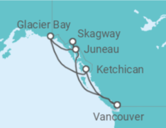Reiseroute der Kreuzfahrt  Alaska - Holland America Line