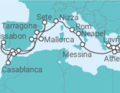 Reiseroute der Kreuzfahrt  Von Lavrio (Athen) nach Tarragona (Spanien) - Celestyal Cruises