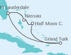 Reiseroute der Kreuzfahrt  Bahamas - Holland America Line
