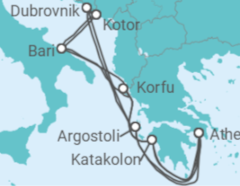 Reiseroute der Kreuzfahrt  Griechenland, Kroatien, Montenegro, Italien - Celestyal Cruises