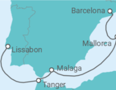 Reiseroute der Kreuzfahrt  Marokko, Spanien - MSC Cruises