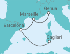 Reiseroute der Kreuzfahrt  Frankreich, Spanien - Costa Kreuzfahrten