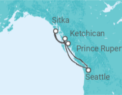 Reiseroute der Kreuzfahrt  Alaska - Virgin Voyages