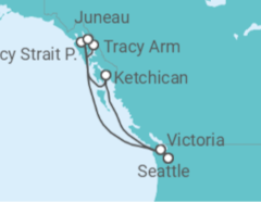 Reiseroute der Kreuzfahrt  Alaska - MSC Cruises