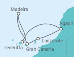 Reiseroute der Kreuzfahrt  Kanaren - Costa Kreuzfahrten