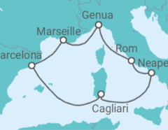 Reiseroute der Kreuzfahrt  Frankreich, Spanien, Italien - Costa Kreuzfahrten