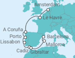 Reiseroute der Kreuzfahrt  Frankreich, Spanien, Portugal, Gibraltar - Celebrity Cruises