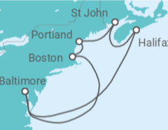 Reiseroute der Kreuzfahrt  USA, Kanada - Royal Caribbean