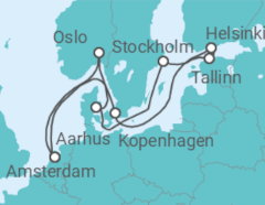 Reiseroute der Kreuzfahrt  Norwegen, Dänemark, Schweden, Estland, Finnland - Celebrity Cruises