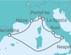 Reiseroute der Kreuzfahrt  Frankreich, Italien - Celebrity Cruises
