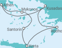 Reiseroute der Kreuzfahrt  Türkei, Griechenland - Celestyal Cruises
