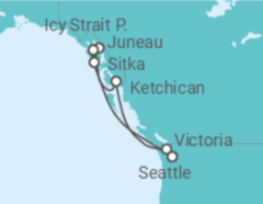 Reiseroute der Kreuzfahrt  Alaska - NCL Norwegian Cruise Line