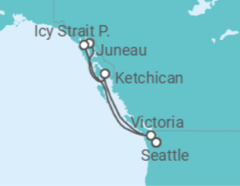 Reiseroute der Kreuzfahrt  Alaska - NCL Norwegian Cruise Line