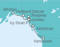 Reiseroute der Kreuzfahrt  Alaska - NCL Norwegian Cruise Line