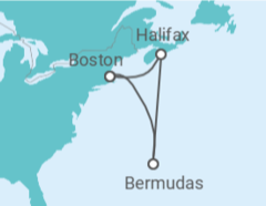 Reiseroute der Kreuzfahrt  Kanada, Bermudas - NCL Norwegian Cruise Line