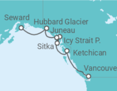 Reiseroute der Kreuzfahrt  Alaska - Celebrity Cruises