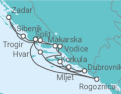Reiseroute der Kreuzfahrt  Trogir • Dubrovnik • Zadar • Trogir - mit Flug - Nicko Cruises