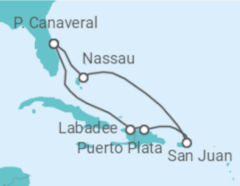 Reiseroute der Kreuzfahrt  Bahamas, Puerto Rico - Royal Caribbean