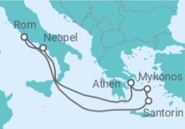 Reiseroute der Kreuzfahrt  Kreuzfahrt Griechenland und Italien - Royal Caribbean 