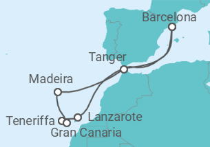 Reiseroute der Kreuzfahrt  Kanarische Inseln ab Barcelona - Celebrity Cruises