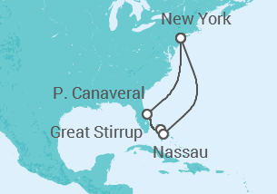 Reiseroute der Kreuzfahrt  Florida und Bahamas & New York  - NCL Norwegian Cruise Line