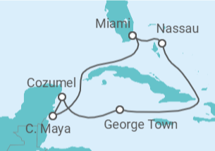 Reiseroute der Kreuzfahrt  Zu den schönsten Stränden der Welt & Miami - Celebrity Cruises