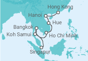 Reiseroute der Kreuzfahrt  Südostasien: Vielfalt der Kulturen & Singapur - Celebrity Cruises