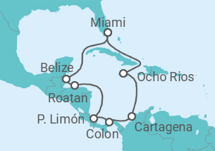 Reiseroute der Kreuzfahrt  Winter Mittelamerika All Inclusive mit Anreisepaket - MSC Cruises